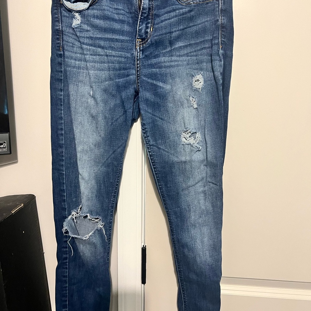 Hollister Women's Distressed Skinny Jeans - Blue